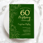 Convites Dourada verde Floral 60ª Festa de aniversário<br><div class="desc">Dourado Floral verde 60º Convite de aniversário. Design minimalista moderno com desenhos botânicos em destaque, folha de ouro falsa e letra de script de tipografia. Simples trendy convida cartão perfeito para uma festa de na moda. Pode ser personalizado para qualquer idade. Impressos convites Zazzle ou modelo de impressão digital instantânea...</div>