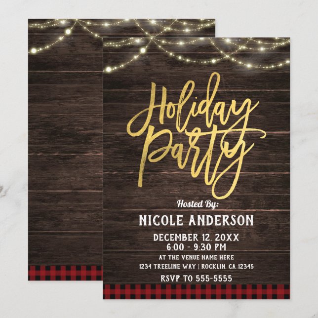 Convites Dourada Xadrez de madeira russa do Partido Feriado (Frente/Verso)