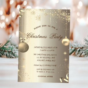 Convites Douradas bolas Snowflakes Stars Natal Corporativo