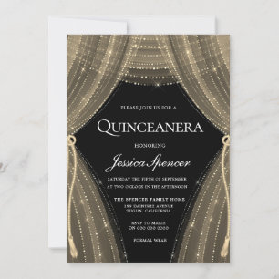 Convites Douradas Cortinas - Grupo Temático Quinceanera Co