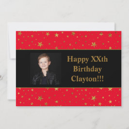 Convites Douradas estrelas com fotografia de mensagem no an