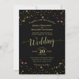 Convites Douradas estrelas de brilho no casamento do legant