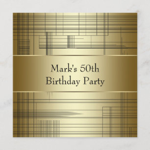 Convites Douradas faixas pretas significa Festa de aniversá