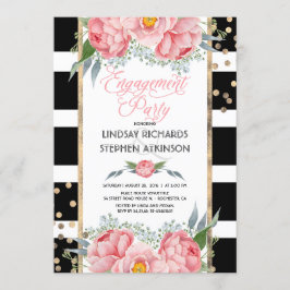 Convites Douradas Festas de noivado Florais Rosa Confetti