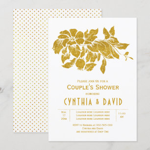 Convites Douradas flores reluzentes chás de casamento flor