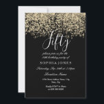 Convites Douradas mulheres reluzentes significa 50ª festa d<br><div class="desc">Dourada Glitter Womans significa Black 50th festa de aniversário Matching na loja Niche e Nest. Design cortesia do Studio Denmark</div>