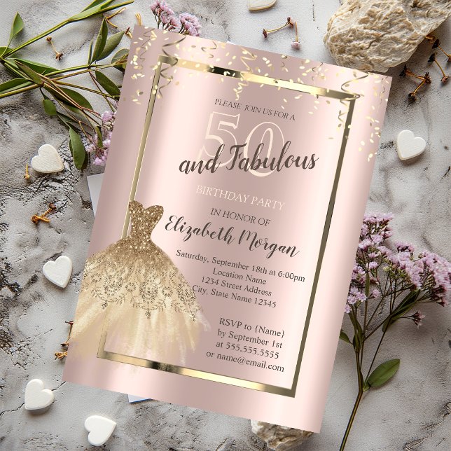 Convites Douradas sequências de lixo 50º aniversário (Criador carregado)