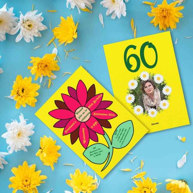 Convites Dourado 60º Aniversário Flor Vermelho Simples (Criador carregado)