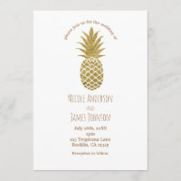 Dourado Abacaxi Branco Moderno Chic Tropical Casam