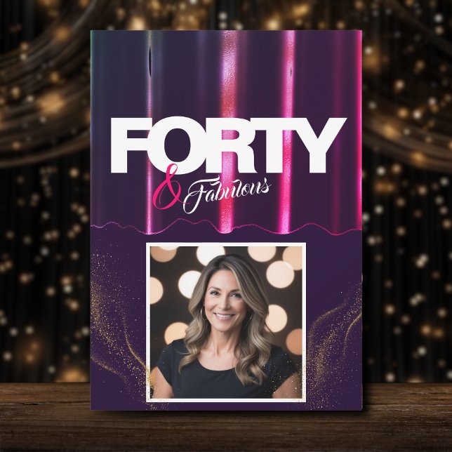 Convites Dourado Alto Salto Elegante 40 e Fabuloso Aniversá (Criador carregado)