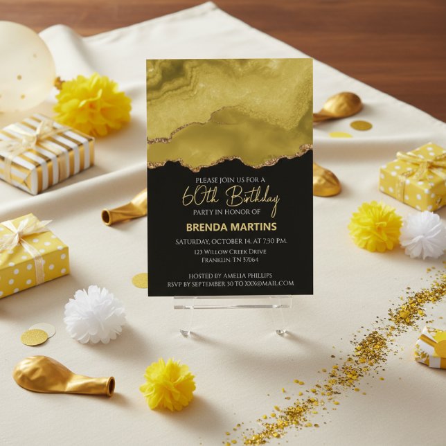 Convites Dourado Amarelo Glitter Aquarela (Criador carregado)