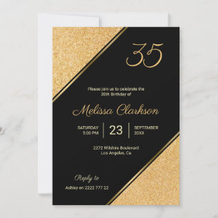 Convites Dourado aniversário da Glitter