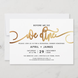 Convites Dourado antes de jantarmos Janto de ensaio