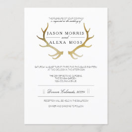 Convites Dourado Antler Russo | Casamento Elegante