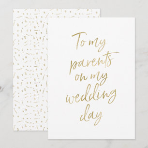 Convites Dourado "Aos meus pais no dia do meu casamento"