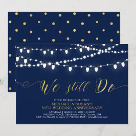 Convites Dourado & Azul Marinho | Moderno 50º Aniversário d