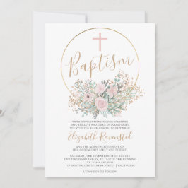 Convites Dourado batismo cor-de-água verde-cor-de-rosa-rosa