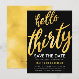 Convites Dourado Black Save Date Trinta Festas de aniversár