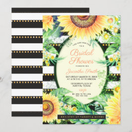 Convites Dourado Black Stripes Amarelo Chá de panela Girass