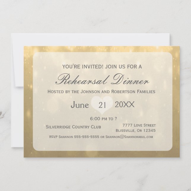 Convites Dourado Bokeh | Janto de ensaio (Frente)