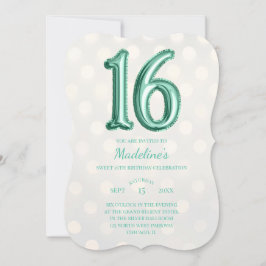 Convites Dourado Bokeh Mint Green Faux Foil 16º Aniversário