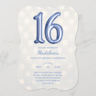 Convites Dourado Bokeh Periwinkle Faux Foil 16º aniversár
