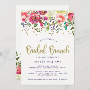 Convites Dourado  Bridal Moderna de Watercolor Brunch