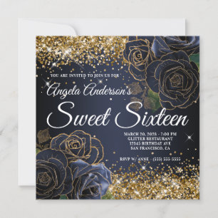 Convites Dourado Brilhante Glitter Rosa Azul Marinho Doce D