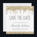 Convites Dourado brilho branco doce 16 Salvar a data<br><div class="desc">Dourada de luxo e branquela esplêndida,  brilhando,  doce 16 a 16 Festas de aniversário da garota,  salvem o convite para encontros. Este convite é perfeito para a Festa de aniversário Sparkle Glitter Sweet 16ª,  que procura celebrar na Rosa Rosa Rosa Rosa Rosa Dourada.</div>