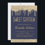 Convites Dourado brilho brilhante Doce Dezesseis Aniversári<br><div class="desc">Convite de aniversário Glitter Doce 16 Azul,  Dourado e Marinho Este é o perfeito 16 anos de Aniversário convite para uma Festa de aniversário de Rapariga Moderna. Entre em contato com o designer para encontrar itens personalizados correspondentes.</div>
