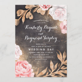 Convites Dourado brilho | Casamento Floral Rustic Country