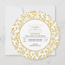 Convites Dourado brilho deixa padrão casamento moderno