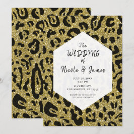 Convites Dourado Brilho Preto Guepardo Leopardo Chic Casame