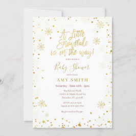 Convites Dourado brilho Um Chá de fraldas com floco de neve