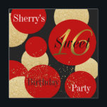 Convites Dourado Brilho Vermelho Moderno Brilhante Vermelho<br><div class="desc">Convide a família e os amigos com estes deslumbrantes convites de festas Sweet 16 que apresentam uma imagem de bolinhas vermelha e dourada da tendência colocada sobre um fundo de quadro de discussão. Elegante e afiado! Escolha entre nossa grande seleção de fontes e cores de tinta para criar seus convites...</div>