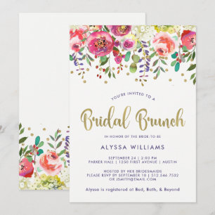 Convites Dourado   Brunch Bridal Modern de Watercolor