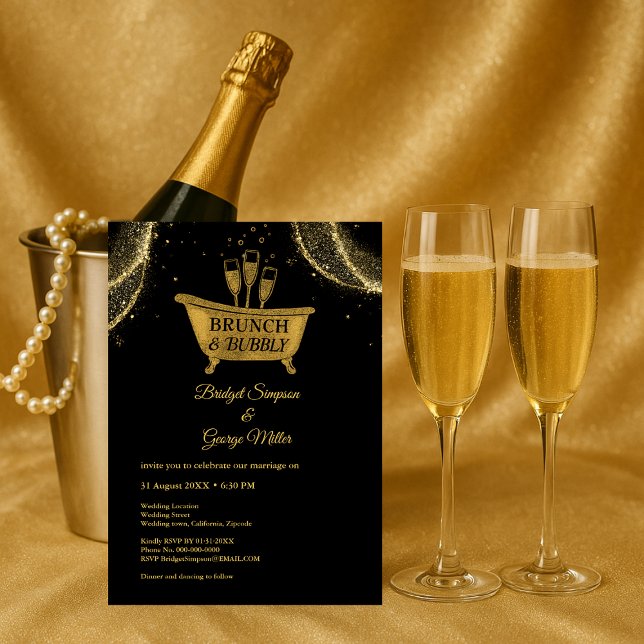 Convites Dourado Brunch e Casamento de Borracha Negra (Criador carregado)