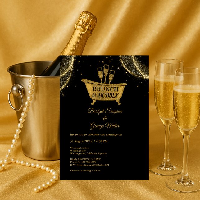 Convites Dourado Brunch e Casamento de Borracha Negra (Criador carregado)