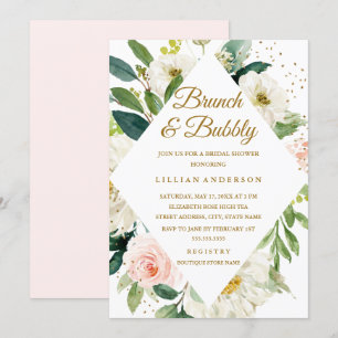 Convites Dourado Brunei E Bubble, Rosa Floral