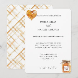 Convites Dourado Casamento Caramelo Branco Doce Amor Coraçã