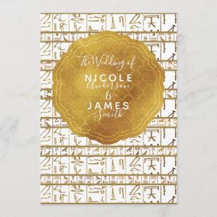 Convites Dourado Casamento Chic Moderno com Glam no Egito