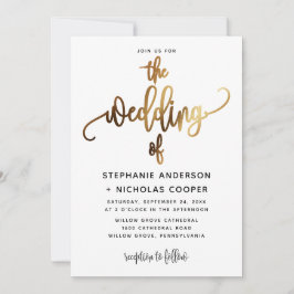 Convites Dourado Casamento com Tipografia de Script Negra