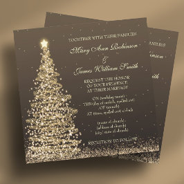 Convites Dourado Casamento de Natal Elegante