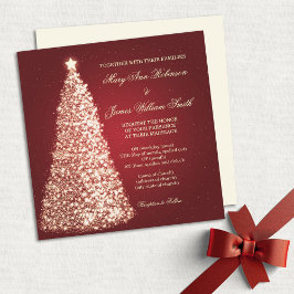 Convites Dourado Casamento de Natal Sparkle Vermelho