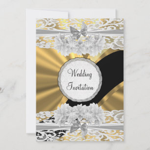 Convites Dourado casamento de renda branca feminina bonito