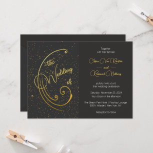 Convites Dourado Casamento de Speckle