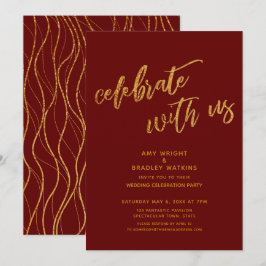 Convites Dourado Celebre Conosco Recepção de Casamento Borg