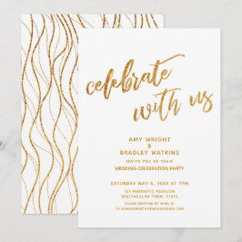 Convites Dourado Celebre Conosco Recepção de Casamento Bran