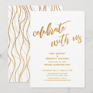 Convites Dourado Celebre Conosco Recepção de Casamento Bran