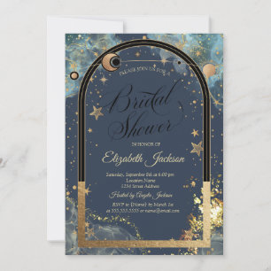 Convites Dourado Celestial Sol Lua Dourado Brilho Chuveiro